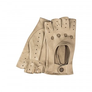 Dámské kožené rukavice na řízení bez prstů z jehnětiny